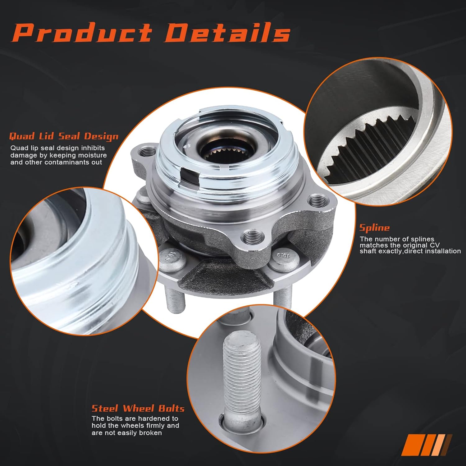 DRIVESTAR 513310 Front Wheel Bearing & Hub Assembly for Nissan 2003-2007 Murano, 04-09 Quest 3.5L, 5 Lug W/ABS