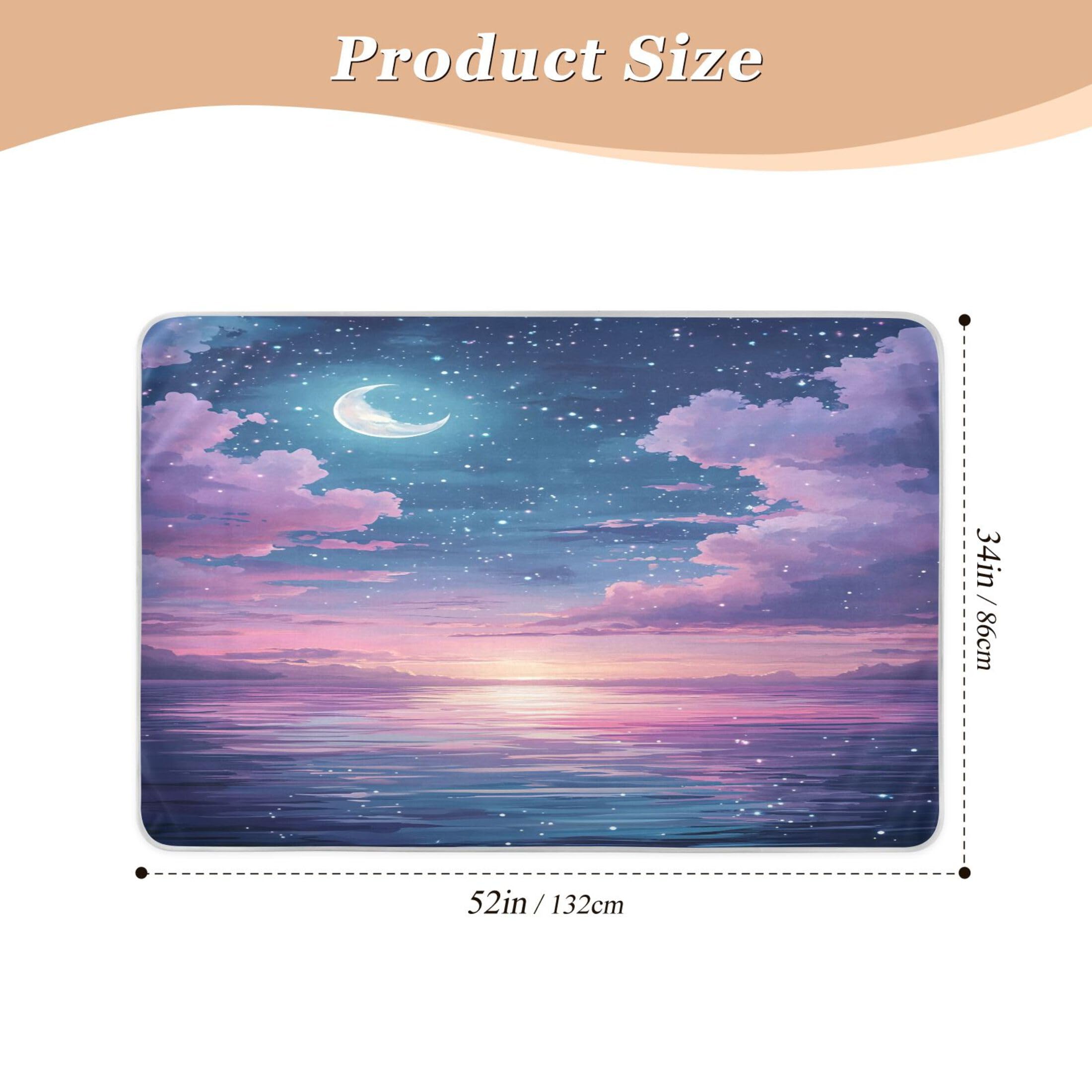 Takiito Starry Sky with Clouds Bed Pad Reusable Bed Underpad Washable Waterproof Leak-Proof Quick Dry Incontinence Pee Pad for Toddlers Kids Adults Pets 34x52 in