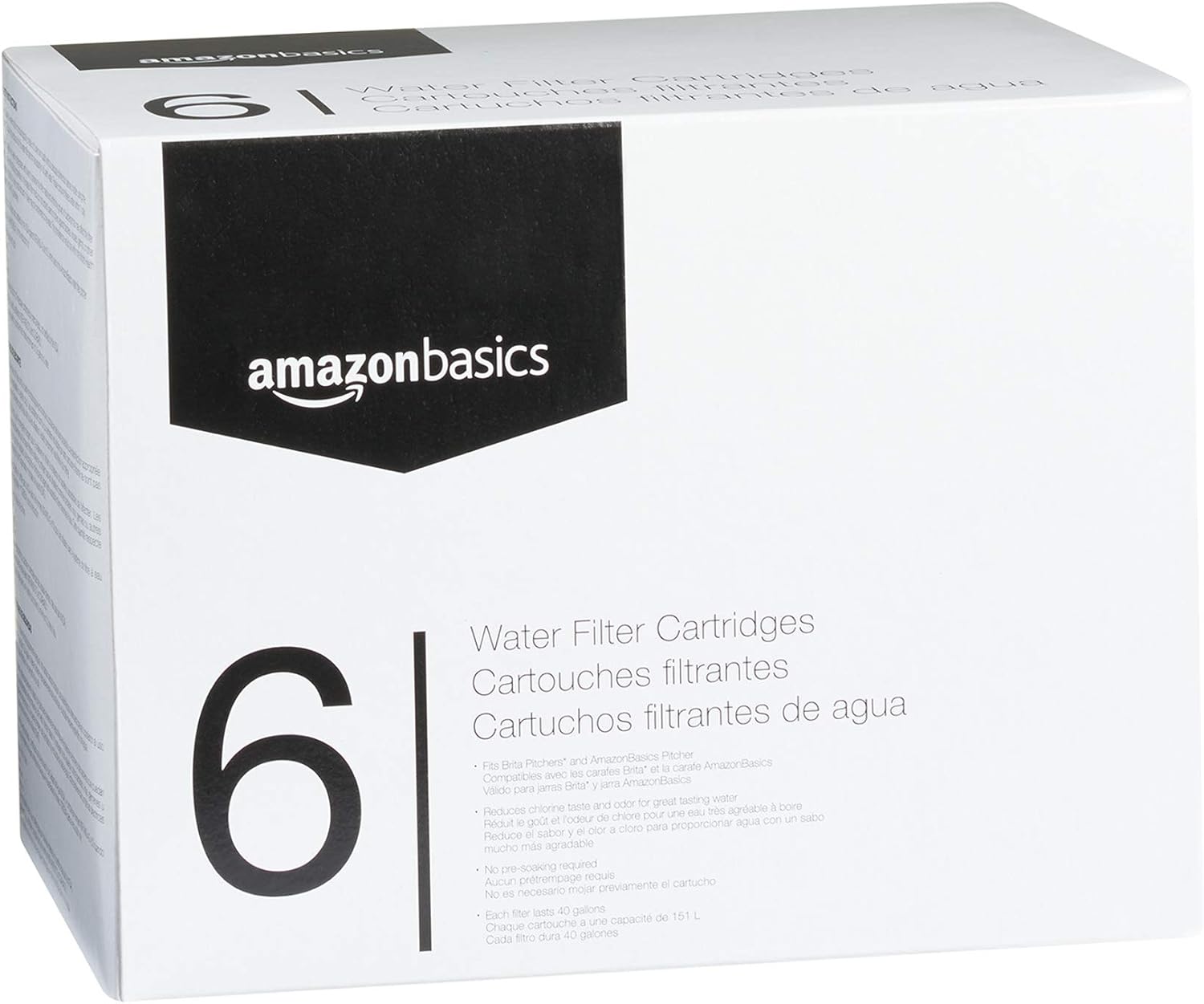Amazon Basics Replacement Water Filters for Amazon Basics & Brita Pitchers - 6-Pack