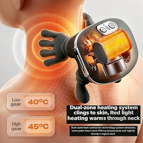 Miniatura 8 de Masajeador de cuello con dedos, masajeador térmico biónico, masajeador de cuello y hombros, masaje eléctrico inalámbrico portátil Shiatsu 4D, diseño