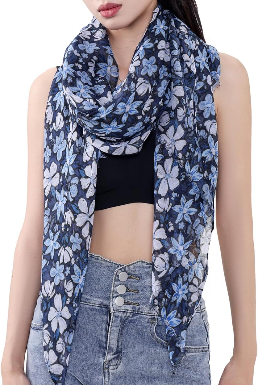 MELIFLUOS DESIGNED IN SPAIN Scarf for Women Lightweight Floral Flower Scarves for Summer Fall Shawl Wrap - Image 2