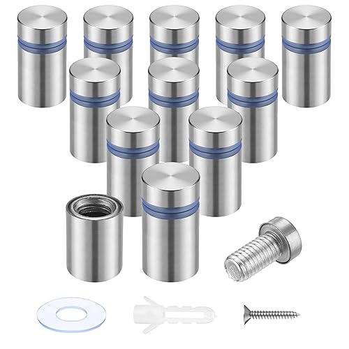 Miniatura 13 de Pelopy 8 tornillos de separación de letreros para anuncios, soportes de pared de acero inoxidable, clavos acrílicos de vidrio (0.47 x 1.18 pulgadas)