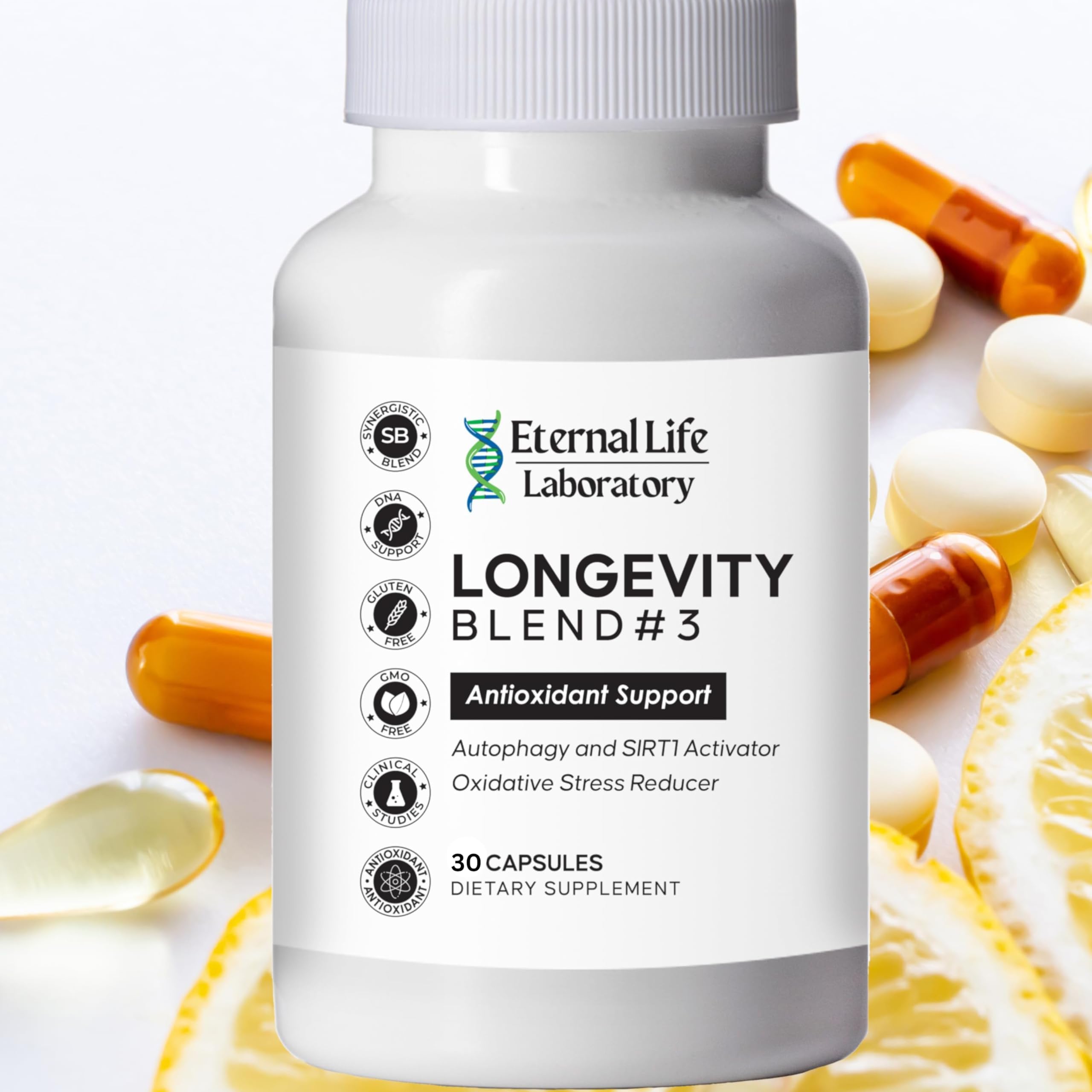 Longevity Blend #3 - Resveratrol 98% with Fisetin Pterostilbene Spermidine, Anti Aging, Oxidative Stress Reducer, Antioxidant Supplement, AMPK Activator