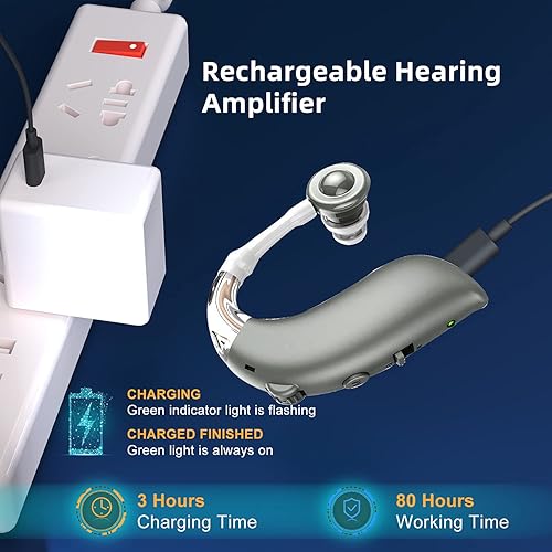 Miniatura 3 de Audífonos Onebridge para personas mayores, amplificador auditivo recargable con cancelación de ruido para adultos con pérdida auditiva, dispositivos