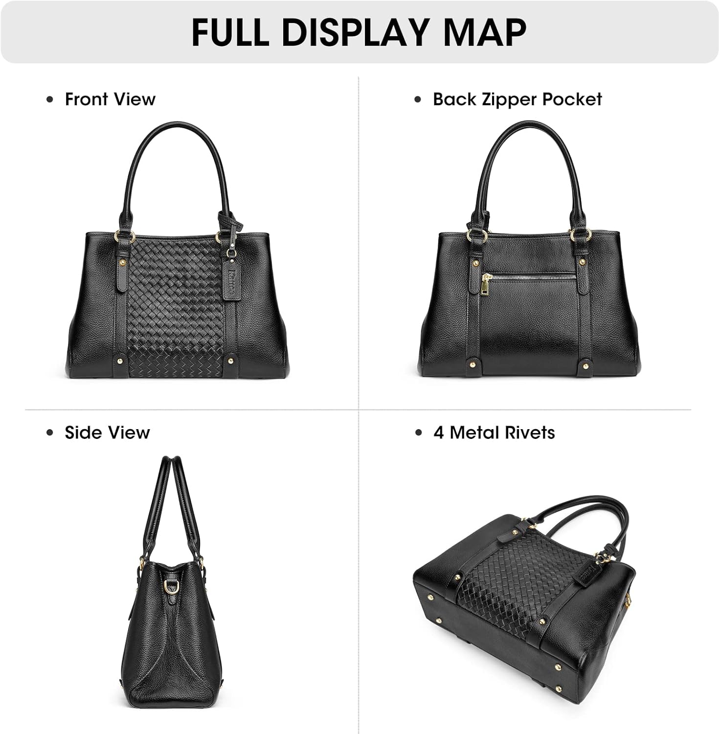 Kattee Women Soft Genuine Leather Satchel Bags Top Handle Crossbody Purses and Handbags Totes Shoulder Hobo - Image 6