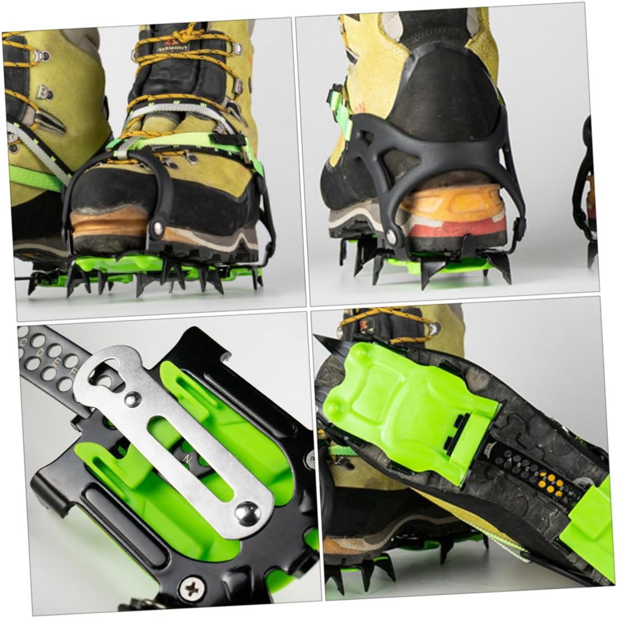 1pair Ice Grippers Teeth Non- Crampons for Outdoor Snow Claws Manganese TPU Fits Sports Mountaineering Shoes Cold-Resistant Traction for Hiking