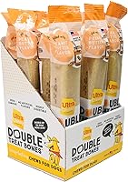 UltraChewy Peanut Butter Double Treat Bones: Long-Lasting Rawhide-Free Dog Chews, USA-Made for Aggressive Chewers, All Breeds (12 Pack)