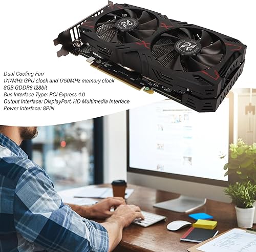 Miniatura 3 de Diyeeni RX5500XT - Tarjeta gráfica GDDR6 de 8 GB, tarjeta gráfica de 128 bits y 1750 MHz, tarjeta de video de 8 K, tarjeta gráfica de computadora