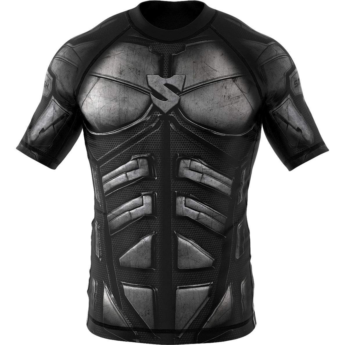SMMASH Dark Knight Rashguard Short pour garçon - Manches longues - Respirant et léger - Haut de sport pour enfant - Pour MMA, Krav MAGA - T-shirt fonctionnel slim fit - Fabriqué dans l'UE