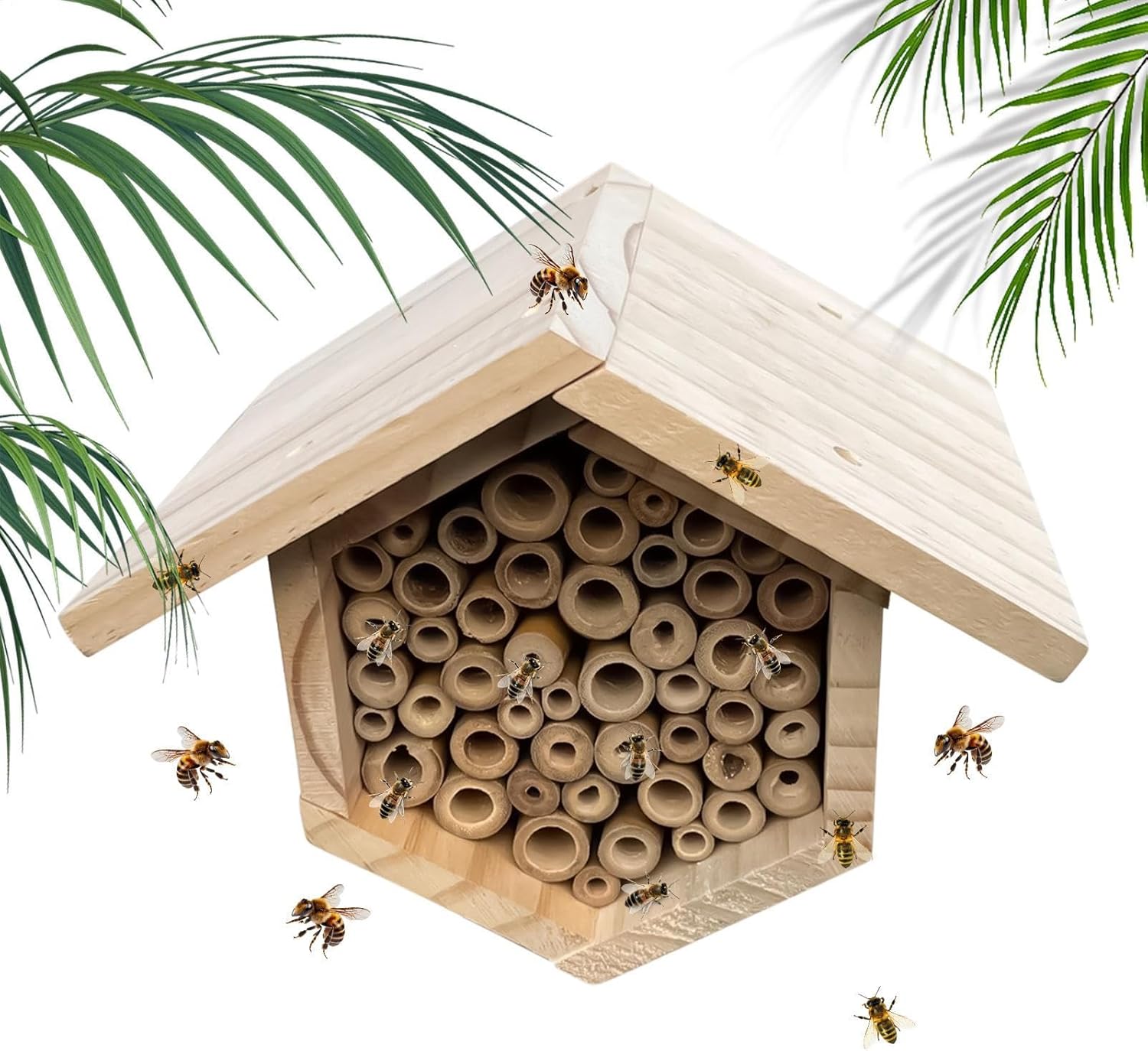 Honey Bee Hive - Beehive with Tubes,Bee Nesting Houses for Garden,for Yards Porches Lawn Outdoor Indoor Courtyards Balconies Terraces Fences Tree Trunks