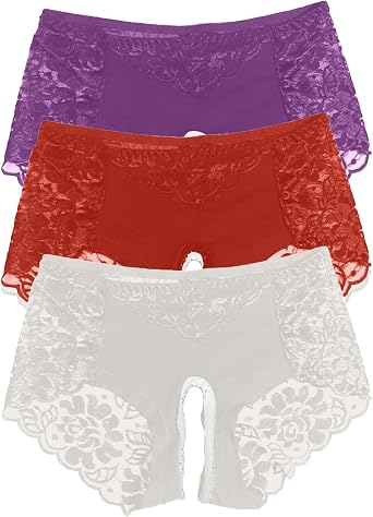 Lace Panties for Women Rhinestone Cheeky Briefs Criss Cross String Hipster Underwear 1-4 Pack
