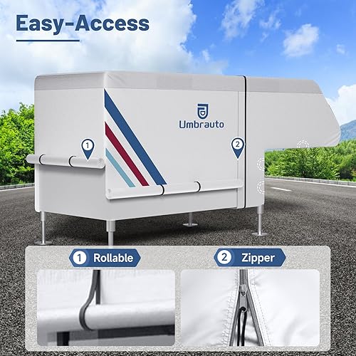 Miniatura 9 de Cubierta para camioneta camper para campers deslizables de 6–8 pies – Cubierta impermeable para RV Oxford 300D, con revestimiento plateado