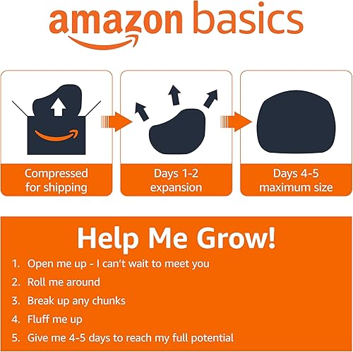 Miniatura 6 de Amazon Basics - Puf relleno de espuma viscoelástica con funda de microfibra Marrón,Gris,marino,Rosado,Rojo -