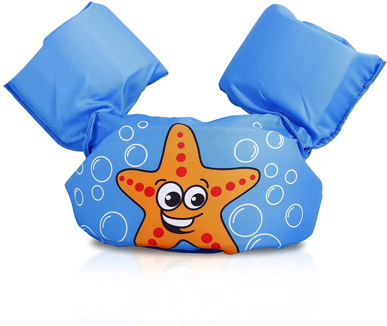 Kids Swim Vest for 9-18KG Boys and Girls, Toddler Floats with Shoulder Harness Arm Wings for 2,3,4,5 Years Old Baby Children Sea Beach Pool Learning Swim Training Equipment (Starfish-Blue)