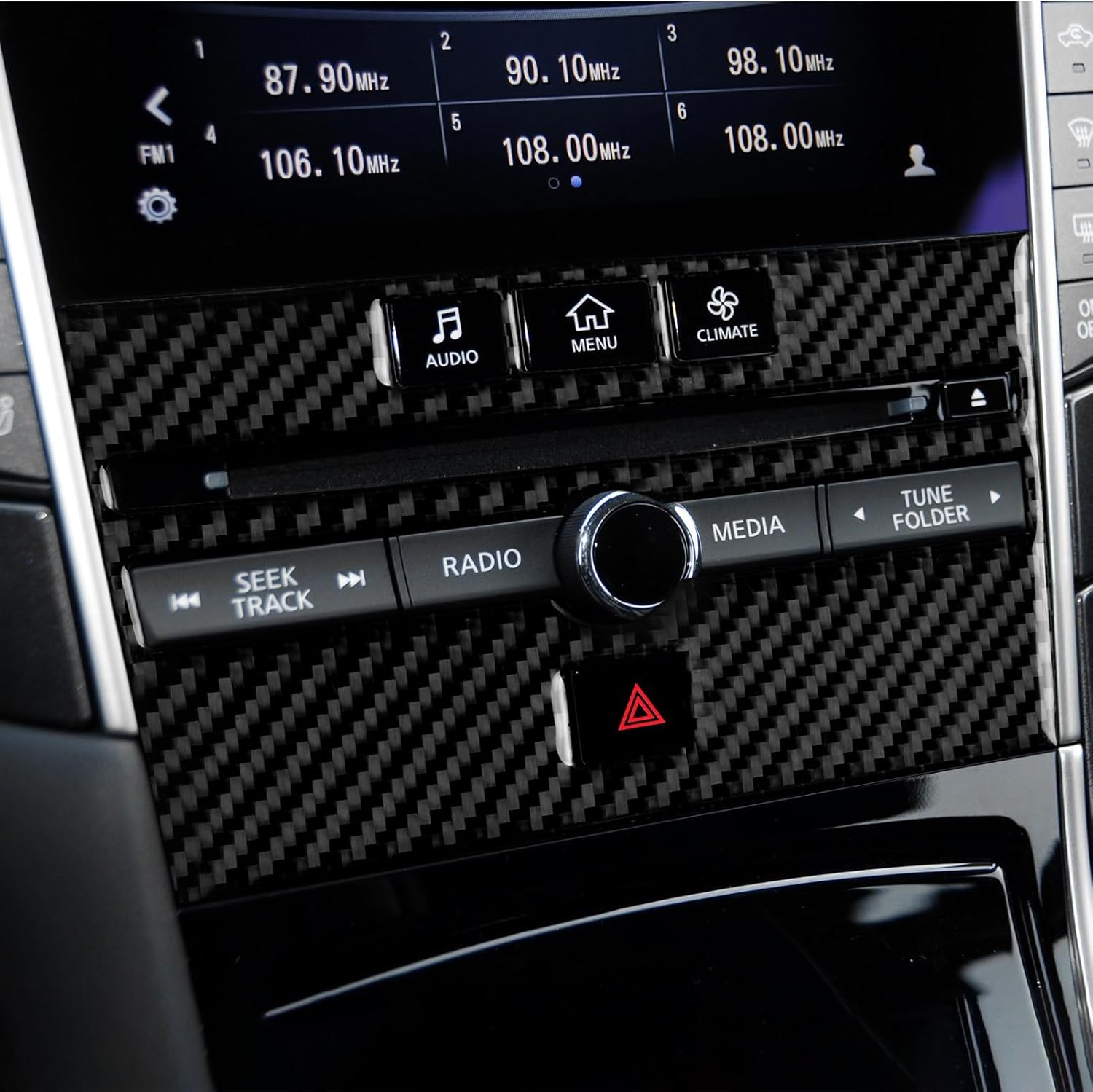 Car Central Control Panel Sticker Carbon Fiber Cover Interior Trim for Infiniti Q50 Q60 2014 2015 2016 2017 2018 2019 2020 2021 2022 2023 2024 Decal Accessories (Style B)