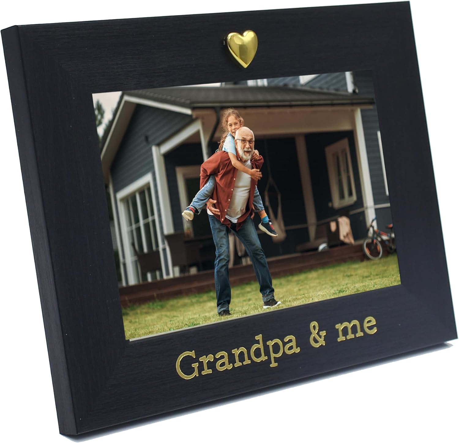 "Grandpa & Me Gold Heart Ornament Black 4x6 Picture Frame image 2