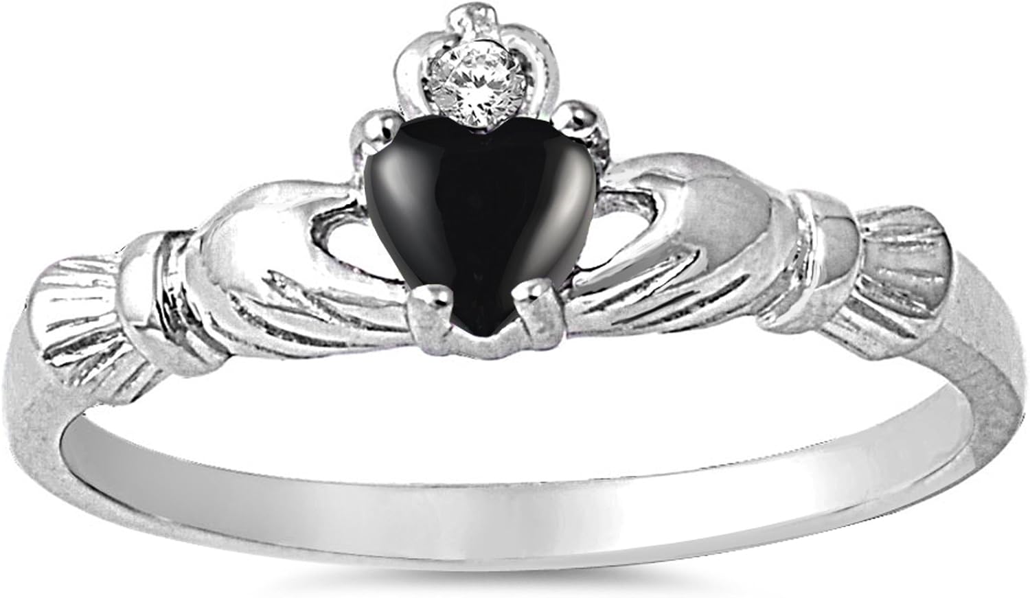 CHOOSE YOUR COLOR Sterling Silver Claddagh Heart Promise Ring