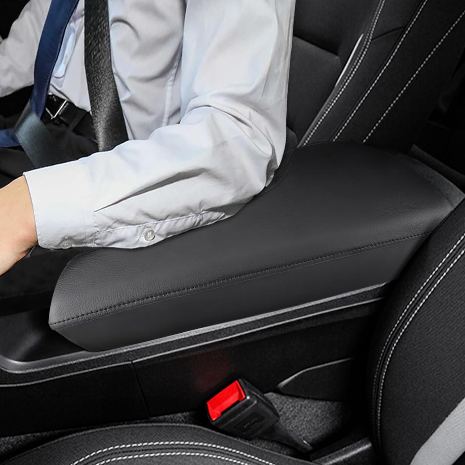 INTGET Center Console Cover for 2016-2022 2023 2024 Chevrolet Chevy Camaro Accessories Middle Armrest Cover Center Console Lid Protector for Camaro RS LT 1LT 2SS LT1 SS Accessories(Black Leather)
