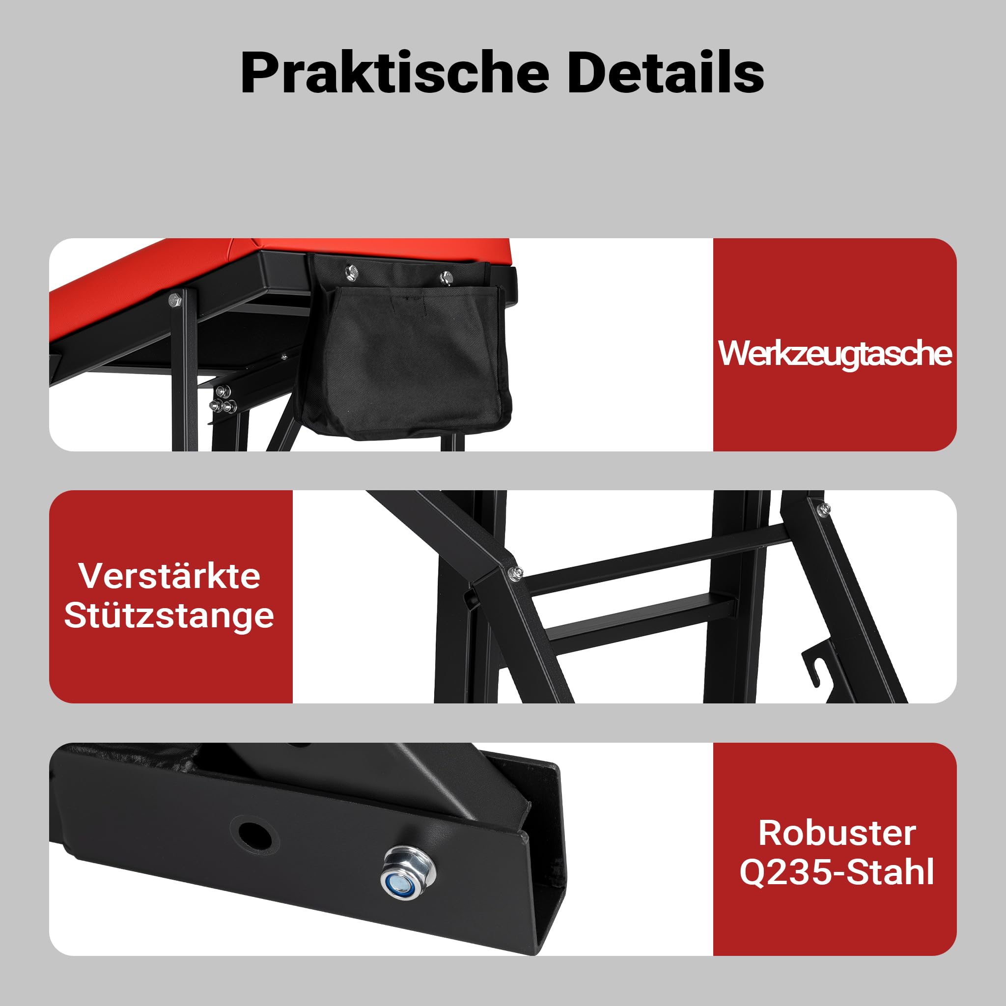 Wiltec Montagerollbrett Automotive Topside Creeper 150 kg höhenverstellbare Montagehilfe mit Leiter