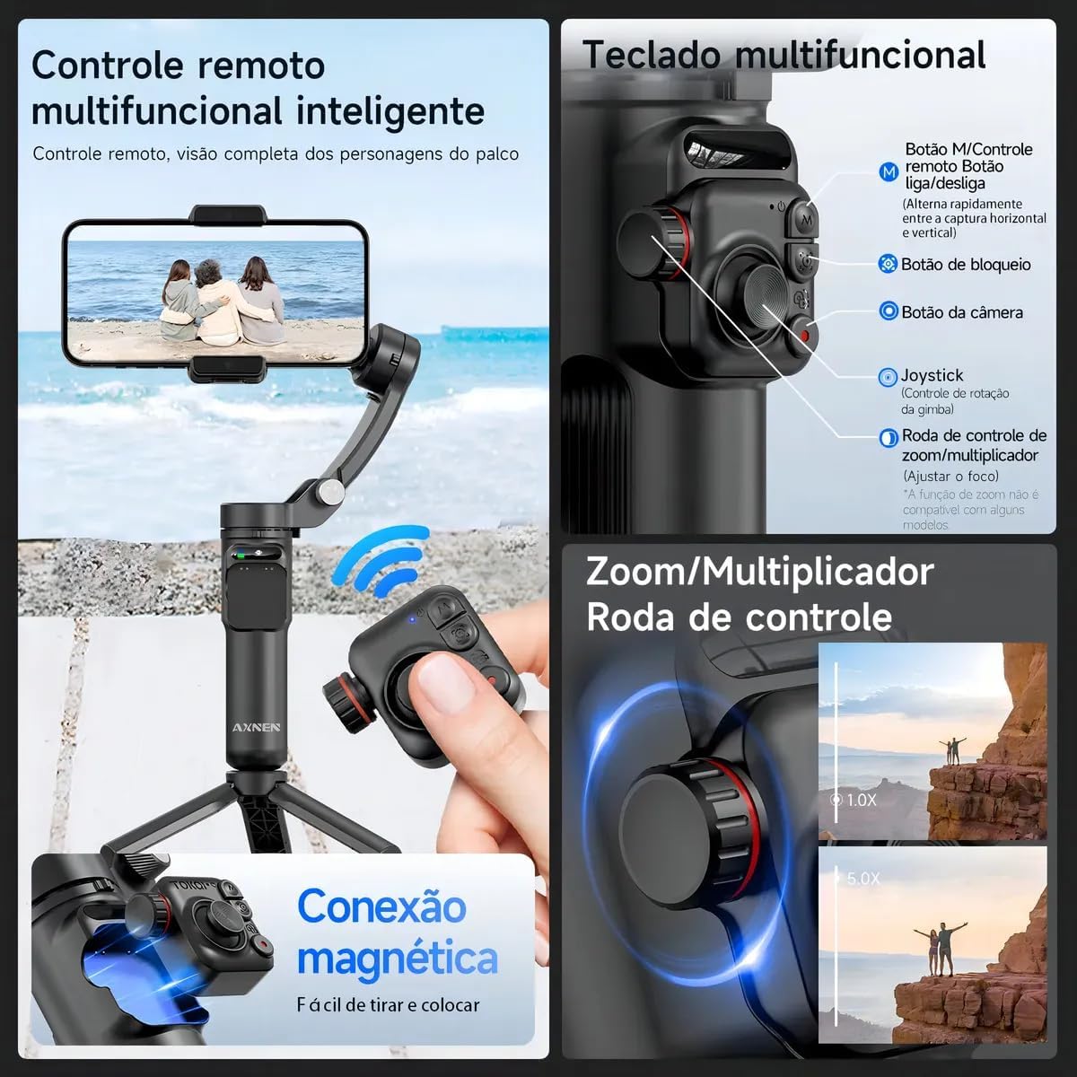 Multifunctional remote control and gimbal keypad details