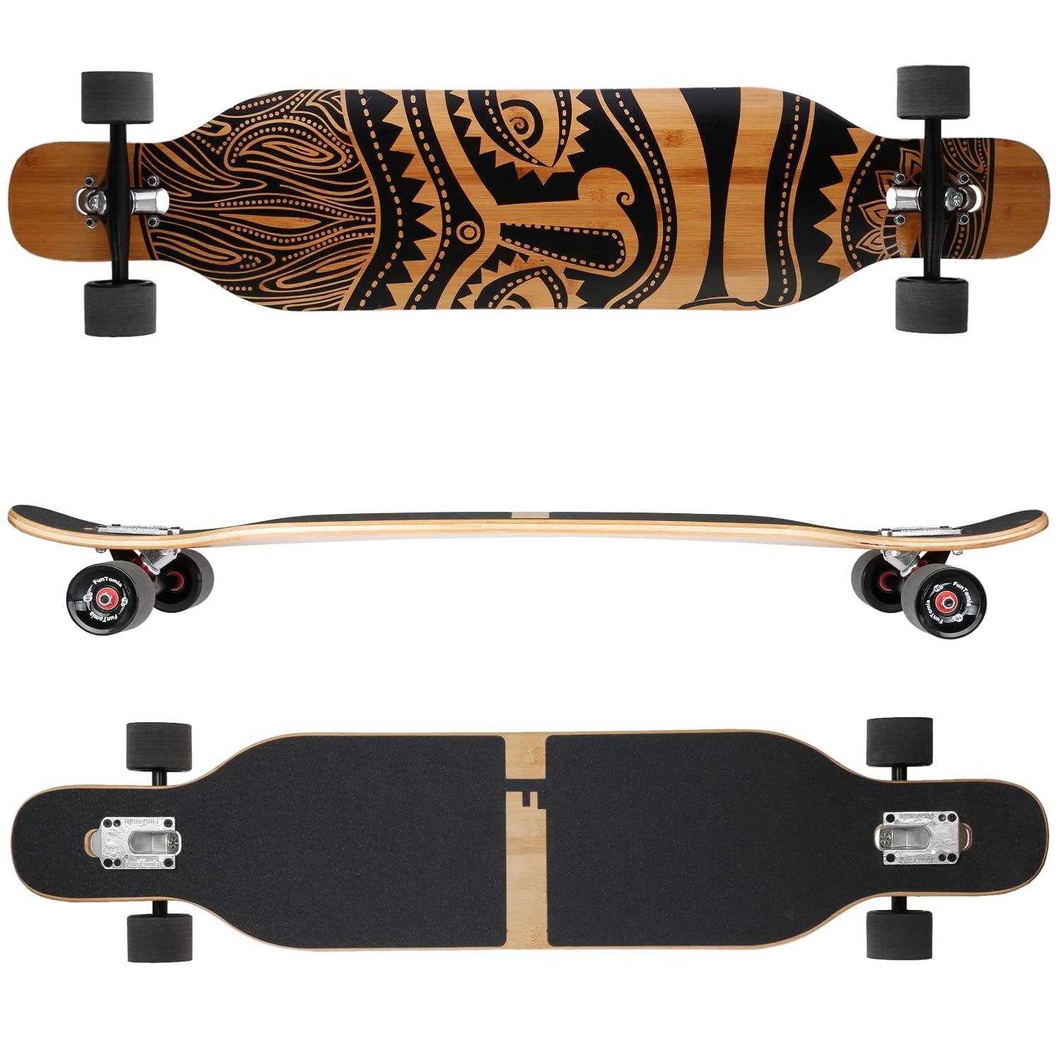 FunTomia Longboard Drop Through Cruiser 3 niveaux flexibles Roulement à billes Mach1 Speed Outil en T