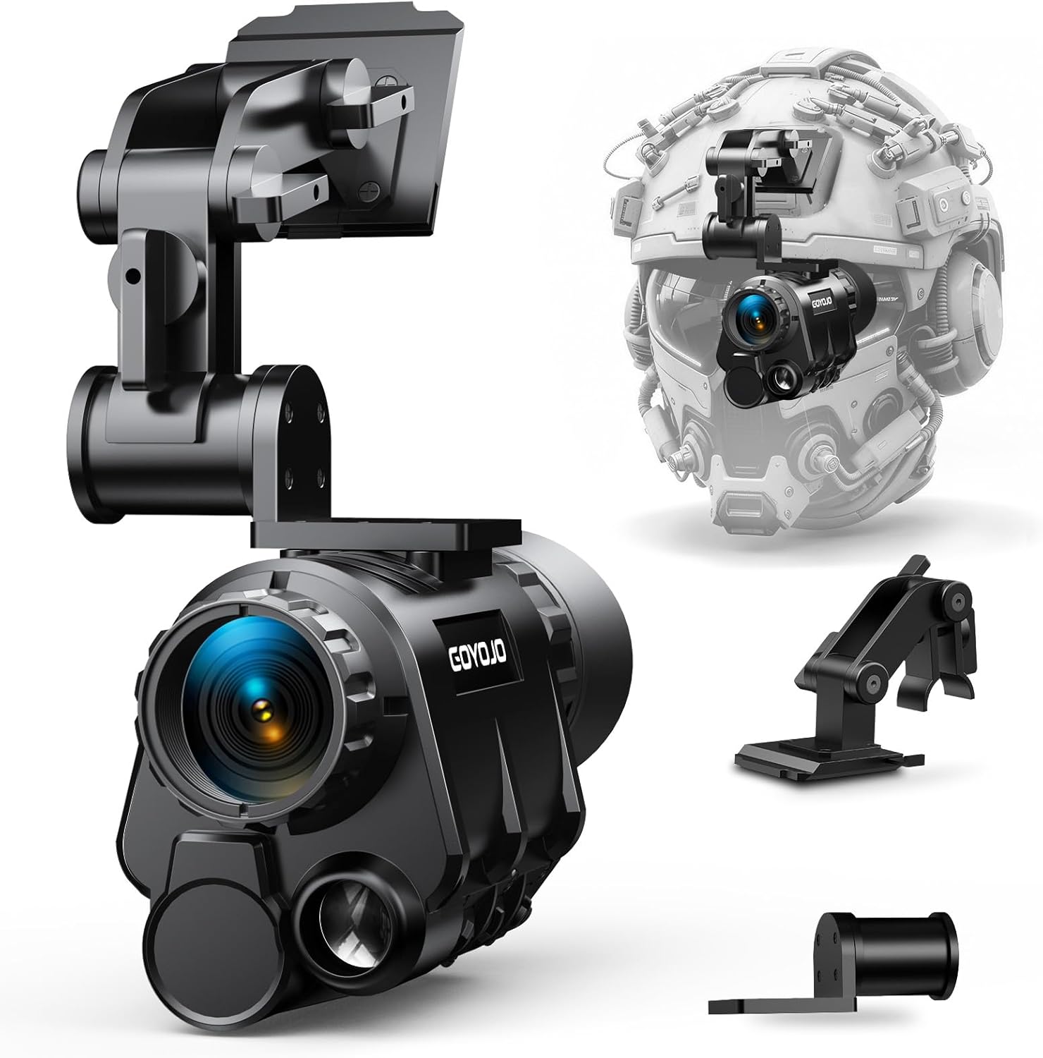 GOYOJO 2K Digital Night Vision Goggles, NVG Helmet Mounted for Tactical, Hunting, PVS-14 Night Vision Monocular with 4 Color Modes HD Recording & Playback