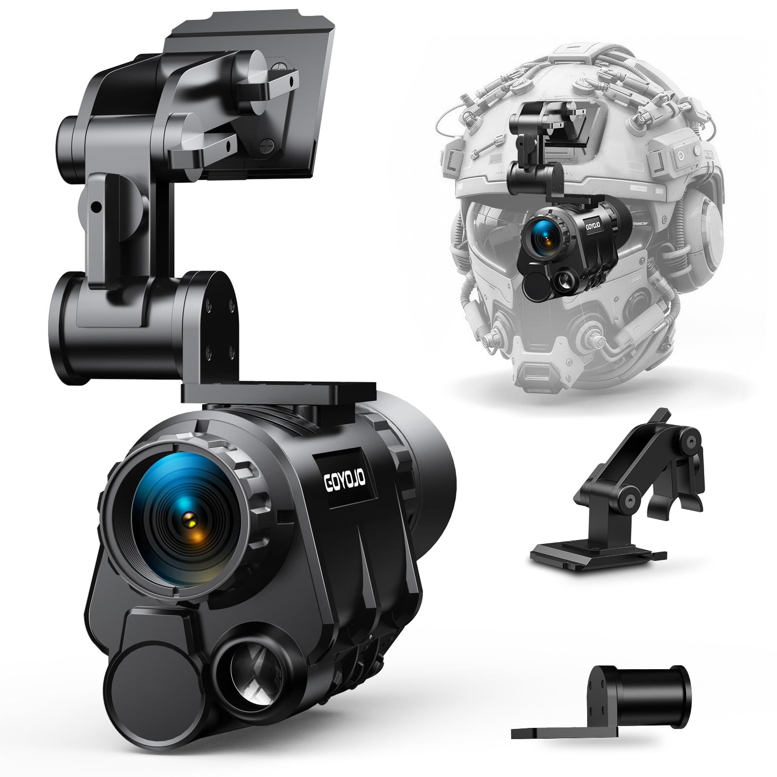 GOYOJO 2K Digital Night Vision Goggles, NVG Helmet Mounted for Tactical, Hunting, PVS-14 Night Vision Monocular with 4 Color Modes HD Recording & Playback