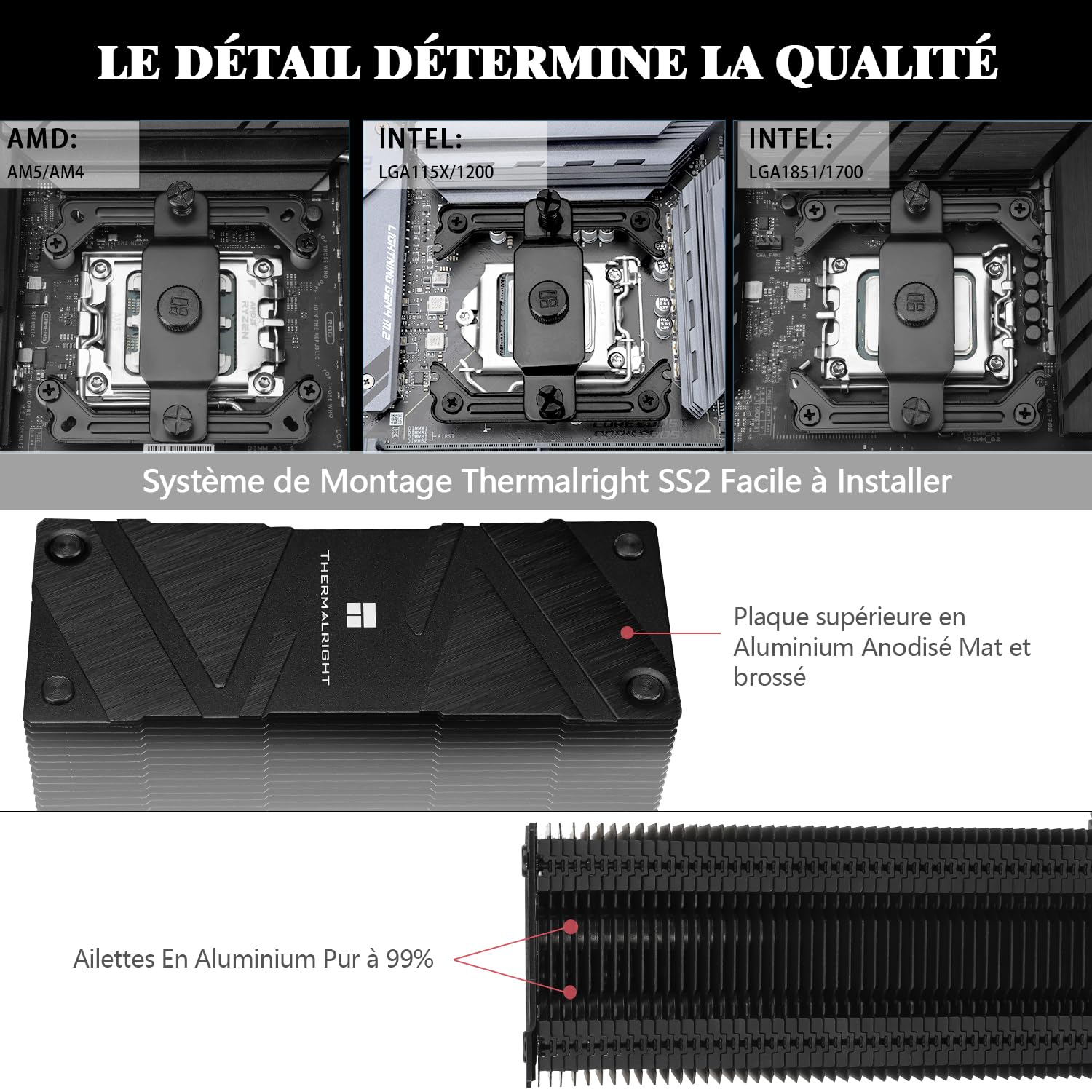Thermalright TR Assassin Spirit 120 EVO DARK Air avec caloducs 4×6 mm, dissipateur thermique TL-E12B V2 PWM Fan, hauteur 156 mm, pour Intel 1700/115X/1200, AMD : AM4 AM5
