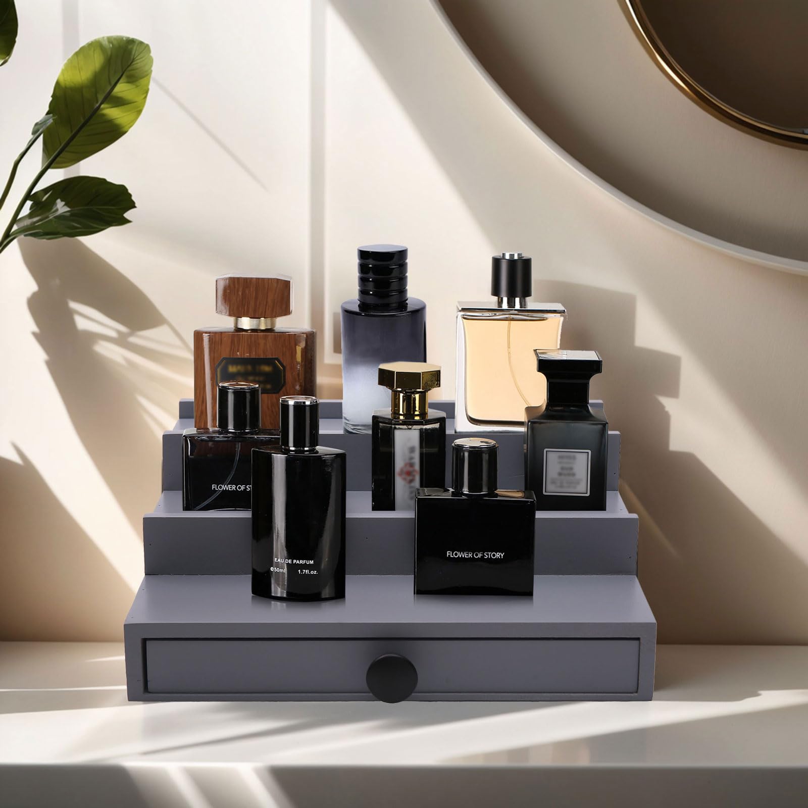 Wooden Cologne and Perfume Organizer with Hidden Compartments