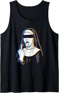 Glitch Censored Nun Middle Finger Techno Rave EDM Music Tank Top