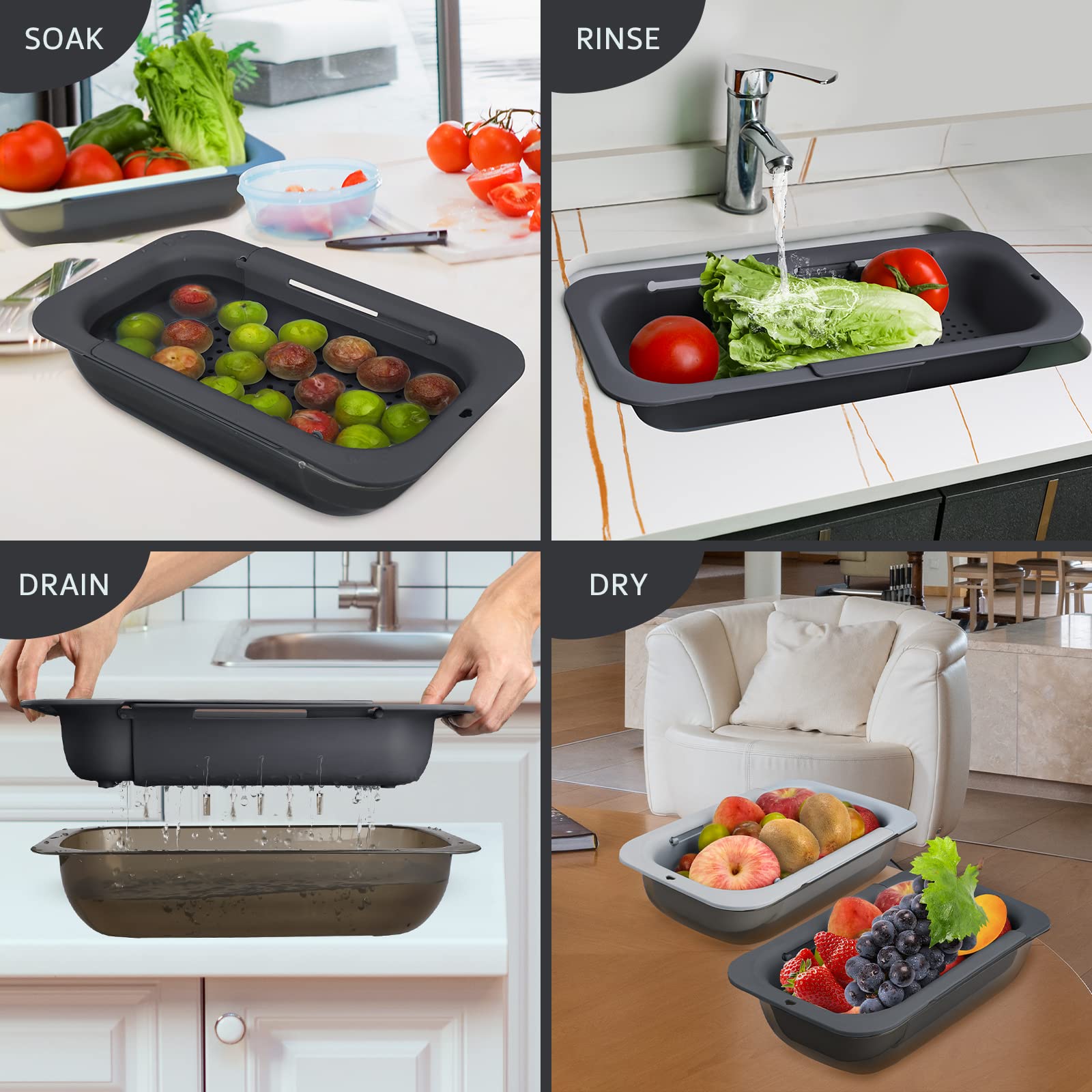 Colino Estensibile Komzon Per Lavello - Da 34.3 A 47.8cm, Plastica Alimentare