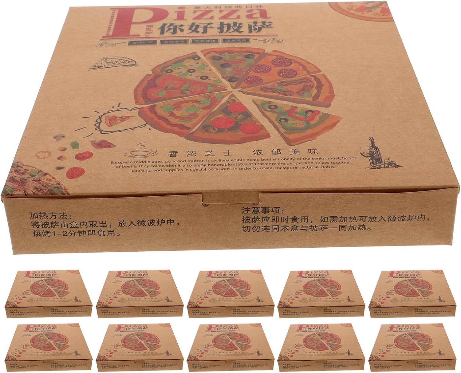 Healifty 20pcs Disposable Pizza Takeout Boxes, Corrugated Cardboard Pizza Slice Containers, Food-grade Paper Pie Boxes for Restaurant and Household Use