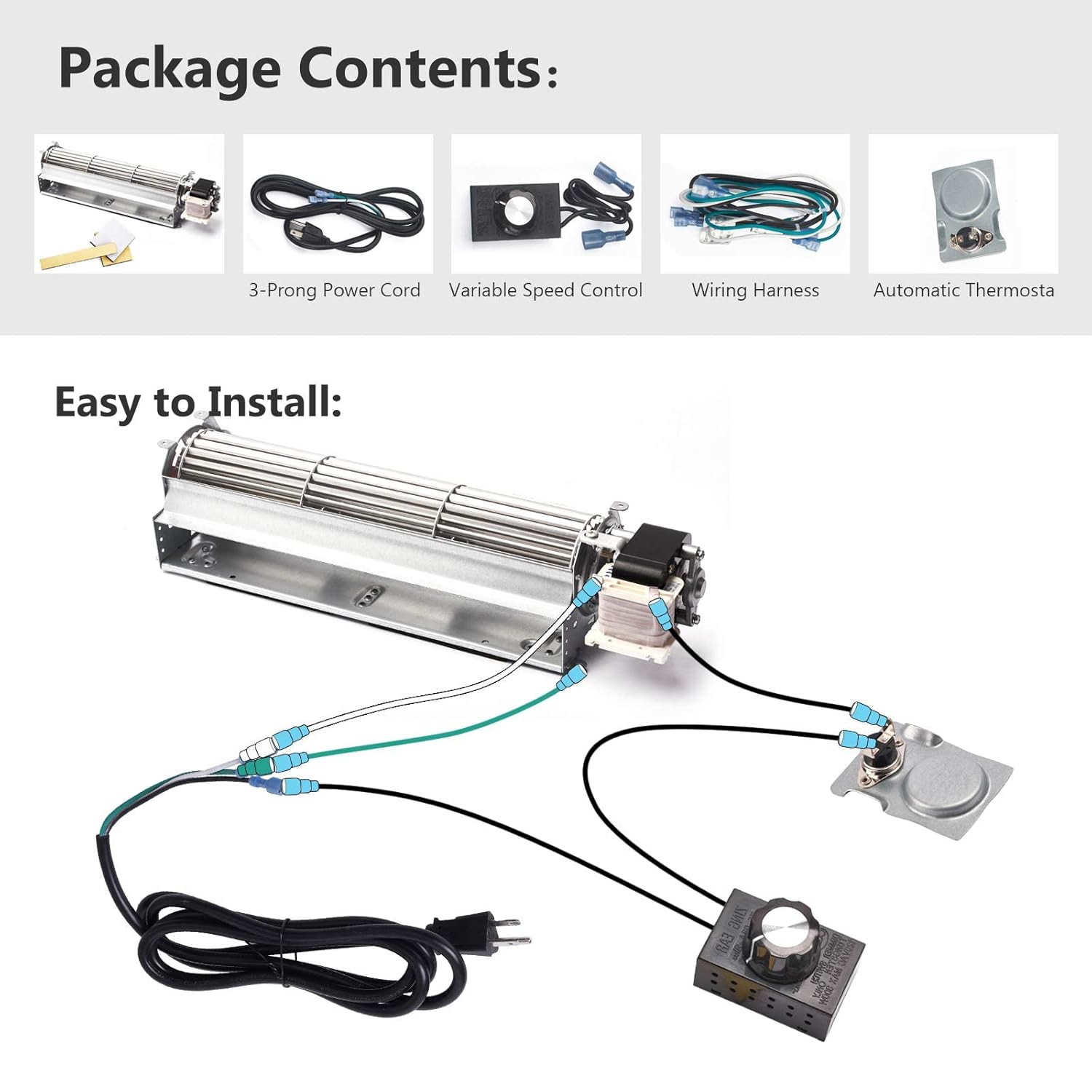 Criditpid BKT GA3650T GA3650TB GA3700T GA3700TA Fireplace Blower Fan Kit for Desa Tech, FMI, Vanguard, Comfort Glow Fireplaces Parts, Replacement GA3650 Blower Fan Kit for Astria & Vexar Fireplaces