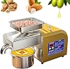 New 1100W Electric Oil Press Machine, Hot & Cold Press Oil Machine for Home & Commercial, Automatic Oil Extractor for Walnut Olive Kernel Peanut Sesame Sunflower Seeds Soybean -Yellow