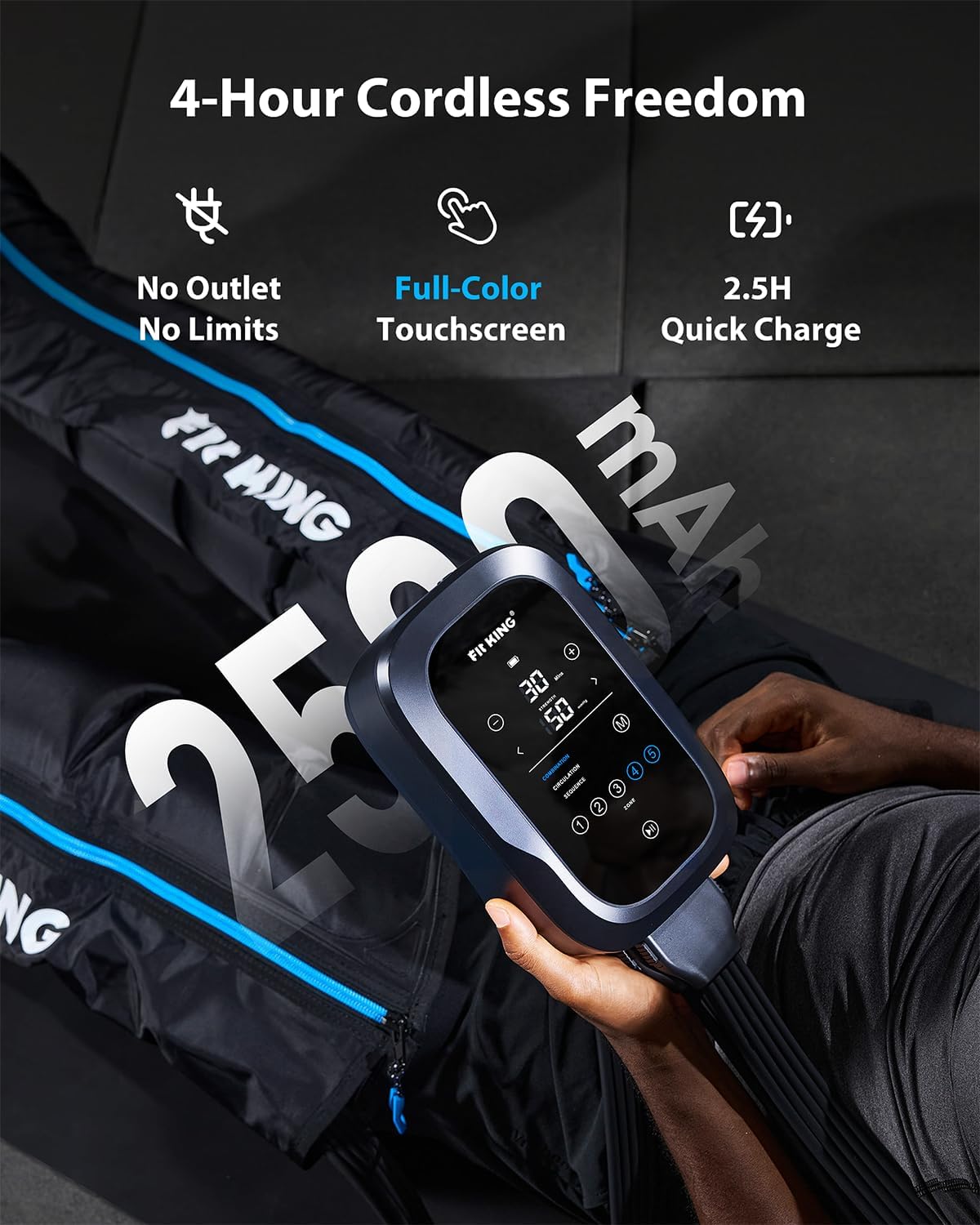 FIT KING Upgraded Leg Massager Recovery Boots, Professional Air Compression Recovery System for Circulation & Athlete-Level Fast Recovery, Cordless Rechargeable Compression Boots (Medium) - Image 6