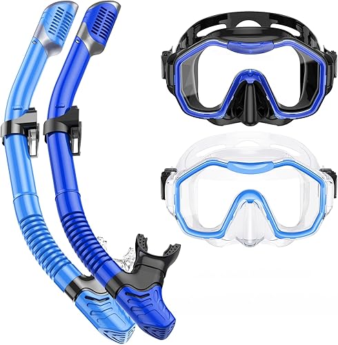 Miniatura 22 de Snorkeling Gear for Adults Kids, Dry-Top Snorkel Set, 180°Panoramic Wide View Diving Mask Breathing Freely Snorkel Mask for Snorkeling Scuba Diving