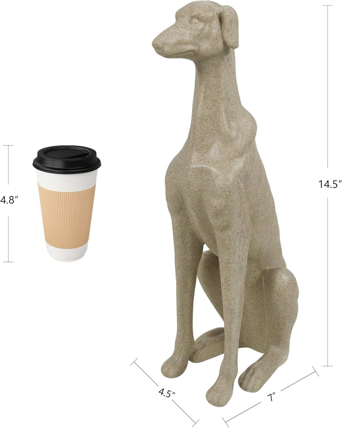 Sandstone Greyhound Sculpture, 14.5" Tall Dog Statue for Home Decor, Resin Animal Figurines for Coffee Table, Entryway, Bookshelf, Living Room, Thoughtful Gifts for Dog Lovers