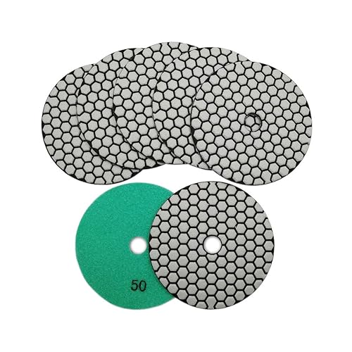 SHDIATOOL Almohadillas de pulido de diamante seco de 5 pulgadas Grit 50 para cuarzo de mármol de granito (paquete de 7)