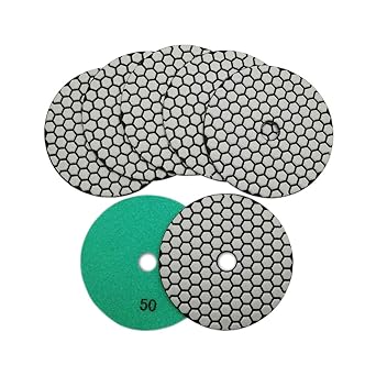SHDIATOOL 5 Inch Dry Diamond polishing Pads Grit 50 for Granite Marble Quartz(7-Pack)