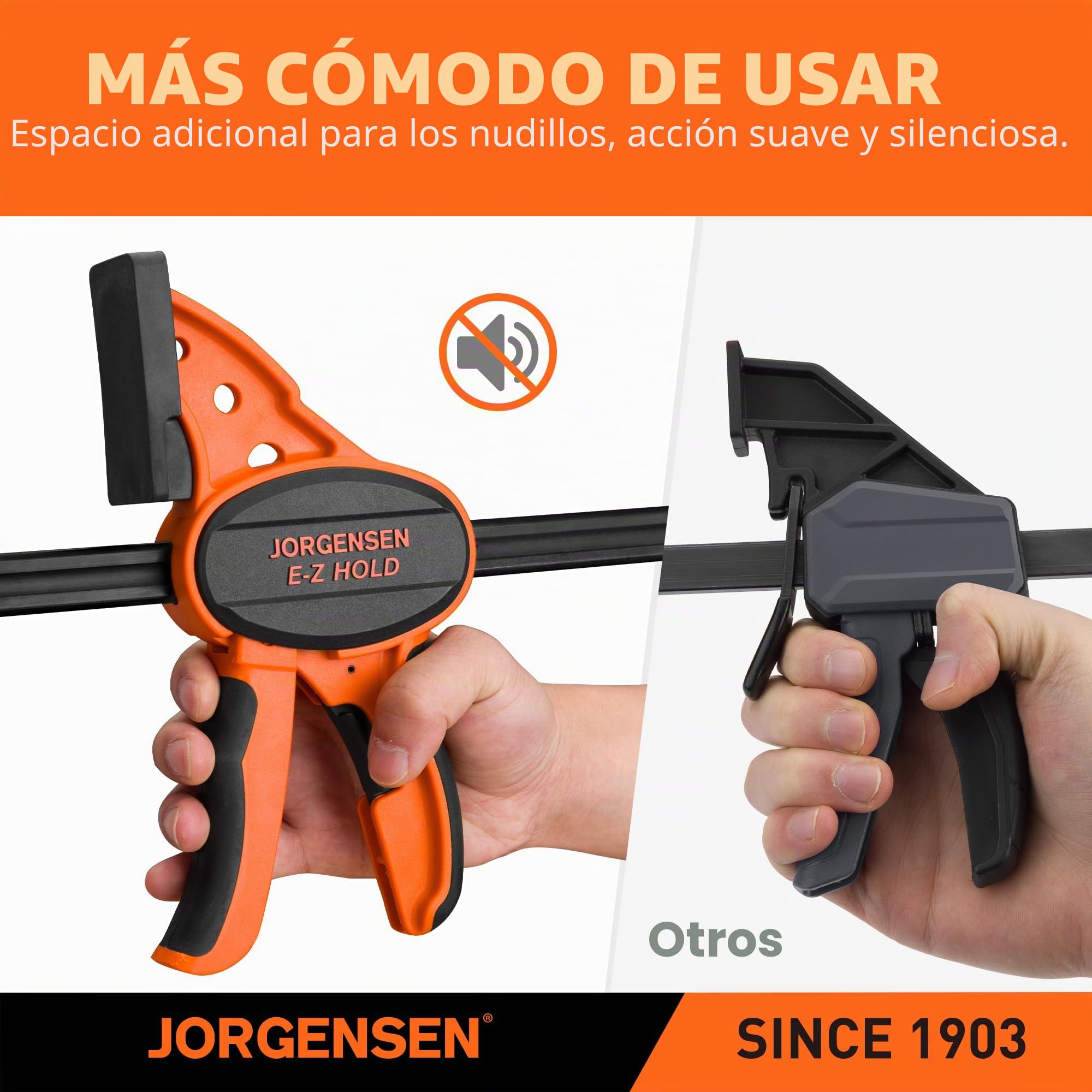 JORGENSEN Juego de 2 abrazaderas de barra de trinquete, servicio medio, abrazadera de 12 pulgadas con una mano, esparcidor expandible E-Z Hold