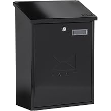 Burg-Wachter MB04BK Black Grand Wall Mounted Galvanised Steel Lockable Weatherproof Post Box - 33x45x15cm