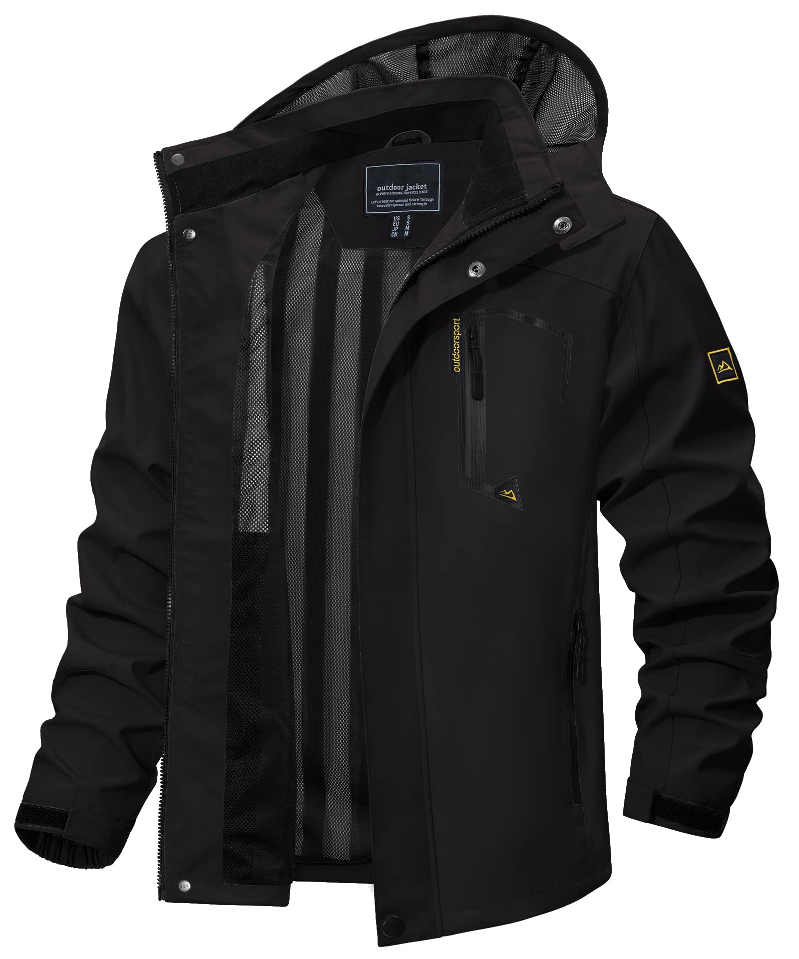 TACVASEN Chaqueta Impermeable con Capucha para Hombre Abrigo para Caminar a Prueba de Viento Ligero Senderismo Ciclismo al Aire Libre