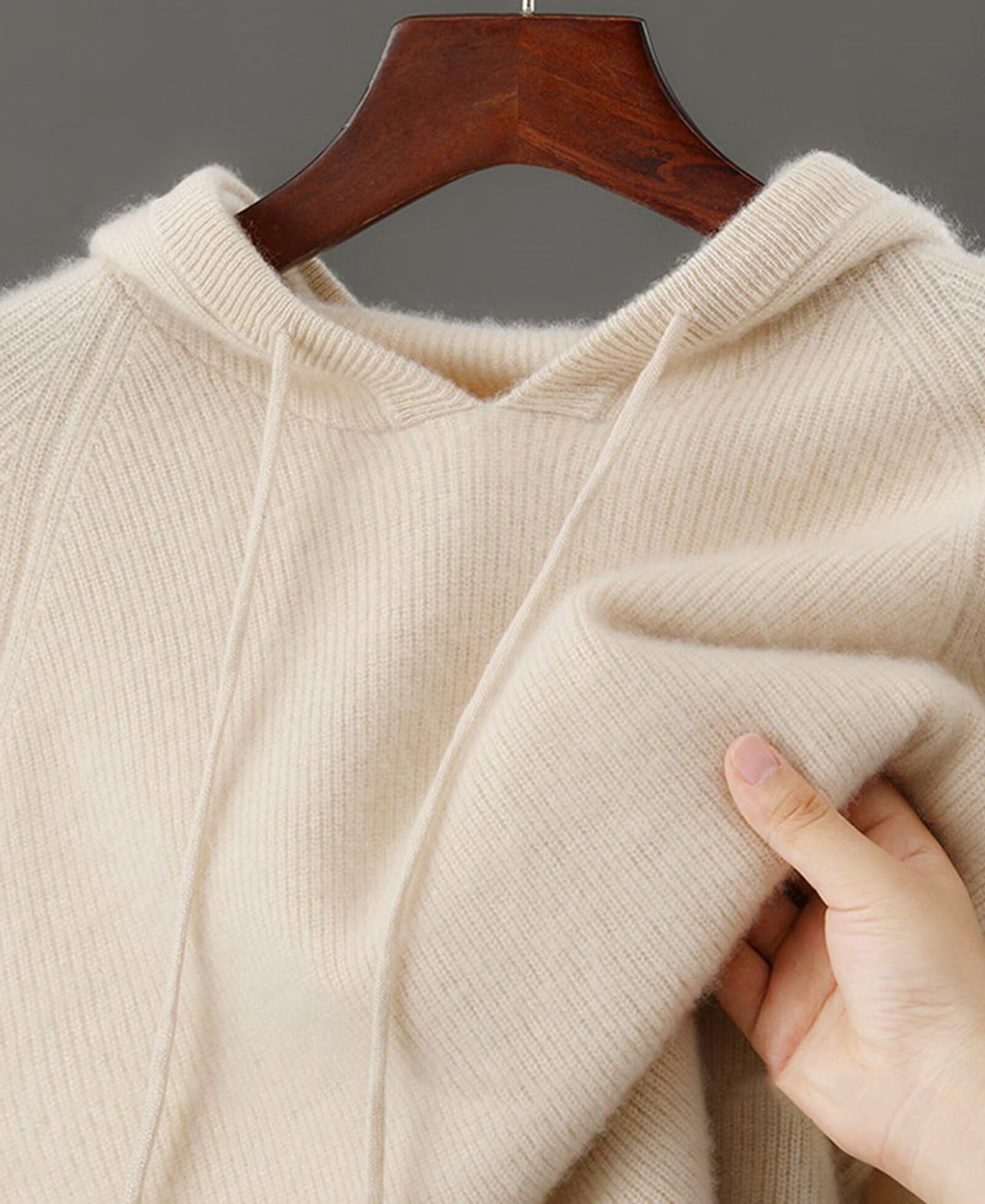 HNVAVQ Herren Kapuzenpullover Langarm Strickpullover 100% Kaschmir Freizeit Hoodies für Herren