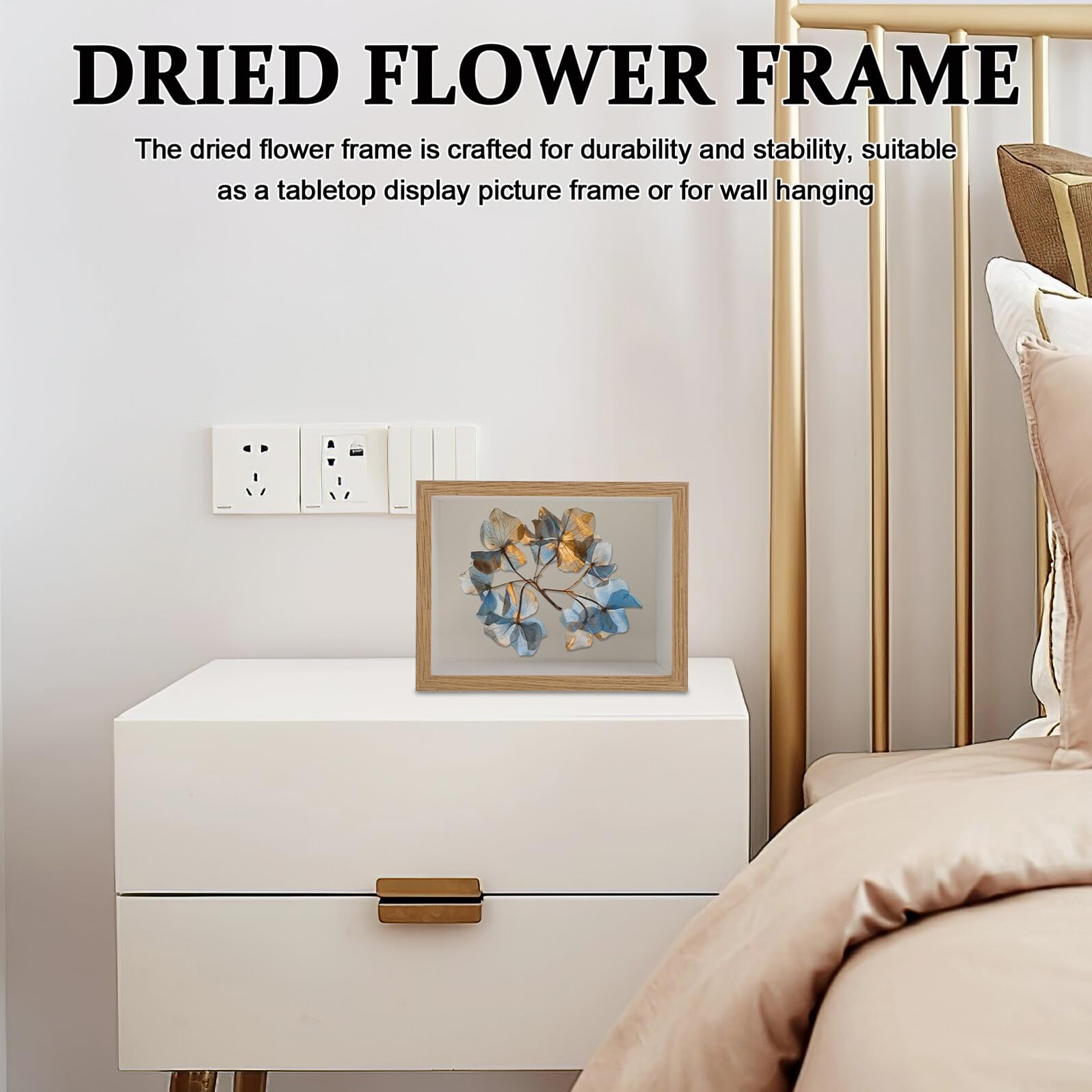 SHINEOFI Cornice Tridimensionale con Pannello Scorrevole in Mdf e Acrilico per Esposizione di Fiori Secchi e Oggetti Artigianali, per Decorazioni da e DIY
