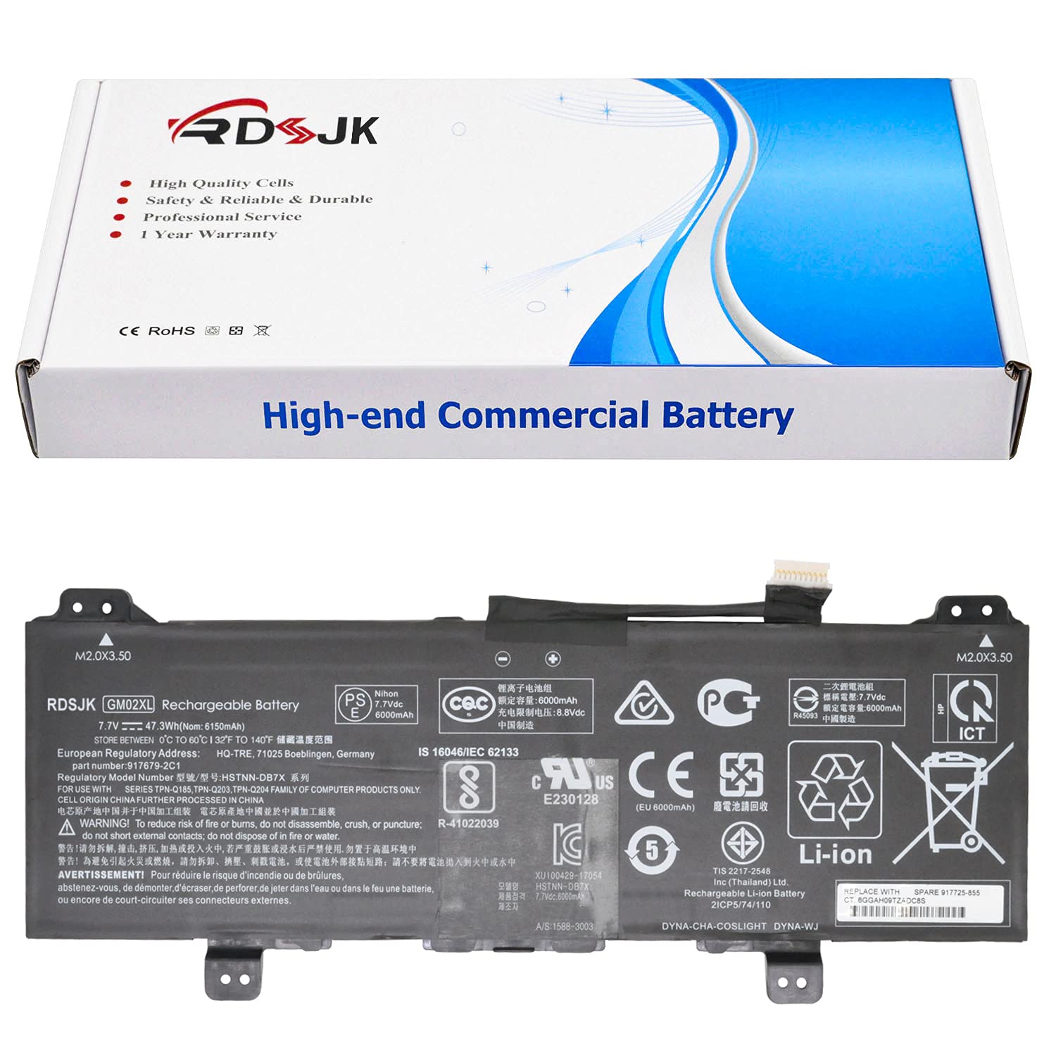 GM02XL Laptop Battery for HP Chromebook 14 G5 11 G6 G7 EE Chromebook X360 11 G1 G2 G3 X360 11 G1 EE 11-AE 11A G6 EE Series HSTNN-DB7X 917679-2C1