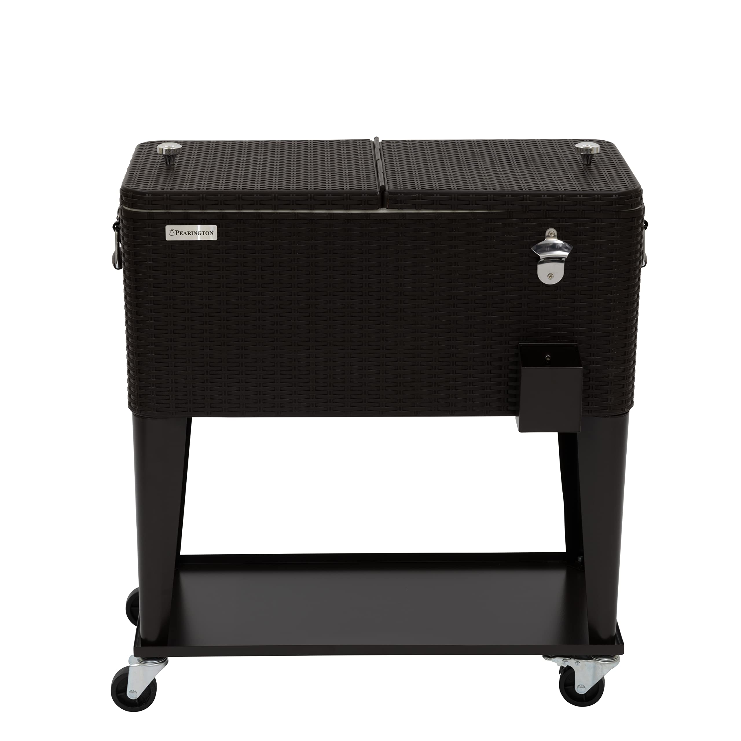 Pearington 80 Quart Rolling Ice Chest, Portable Patio Party Bar Drink Cooler Cart, Beverage Pool with Bottle Opener