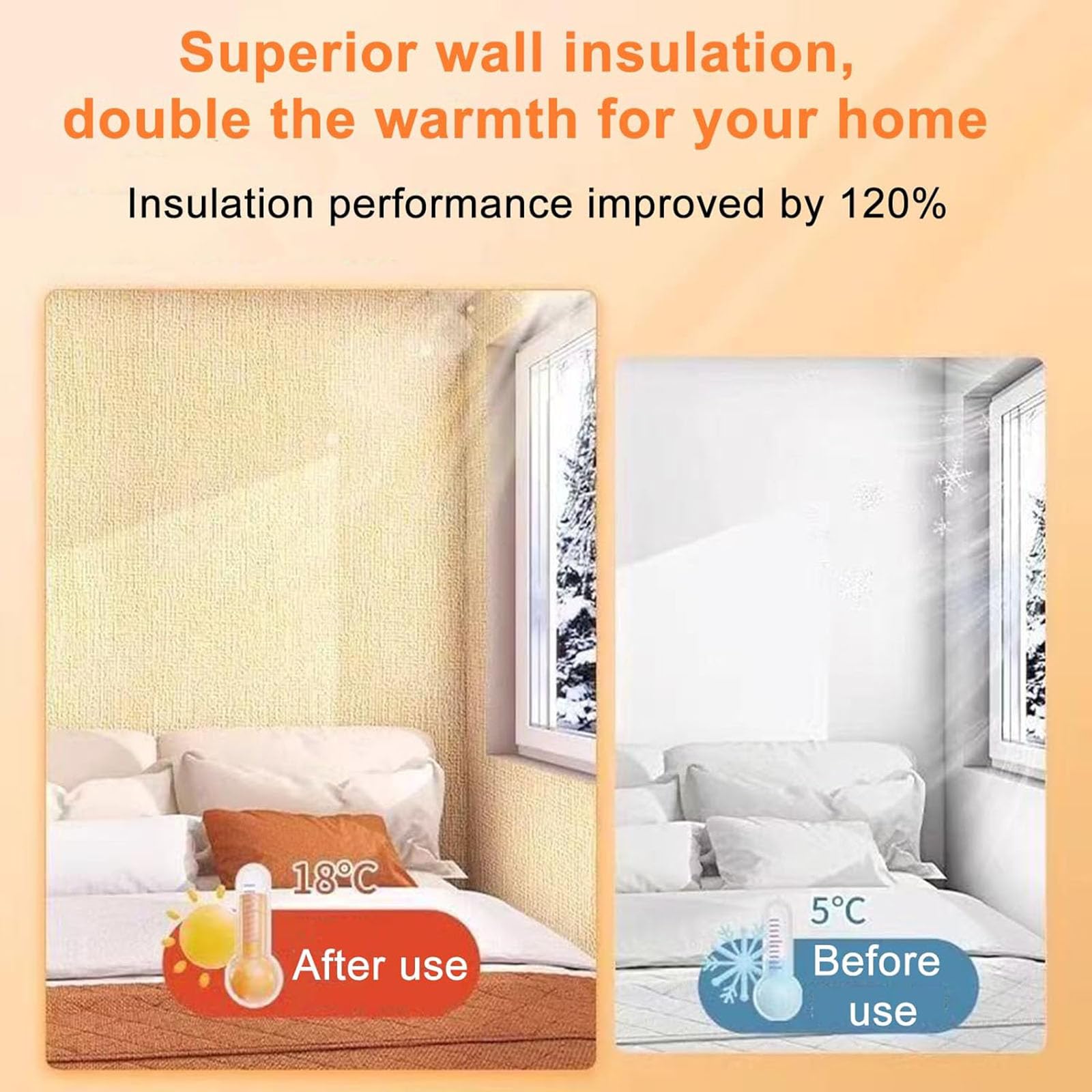 Papier peint autocollant en rouleau de 50 cm de large et 10 m de long, épais, isolant, contre le froid et les moisissures, blanc, décoration murale intérieure, facile à poser, durable, pour l'amélio