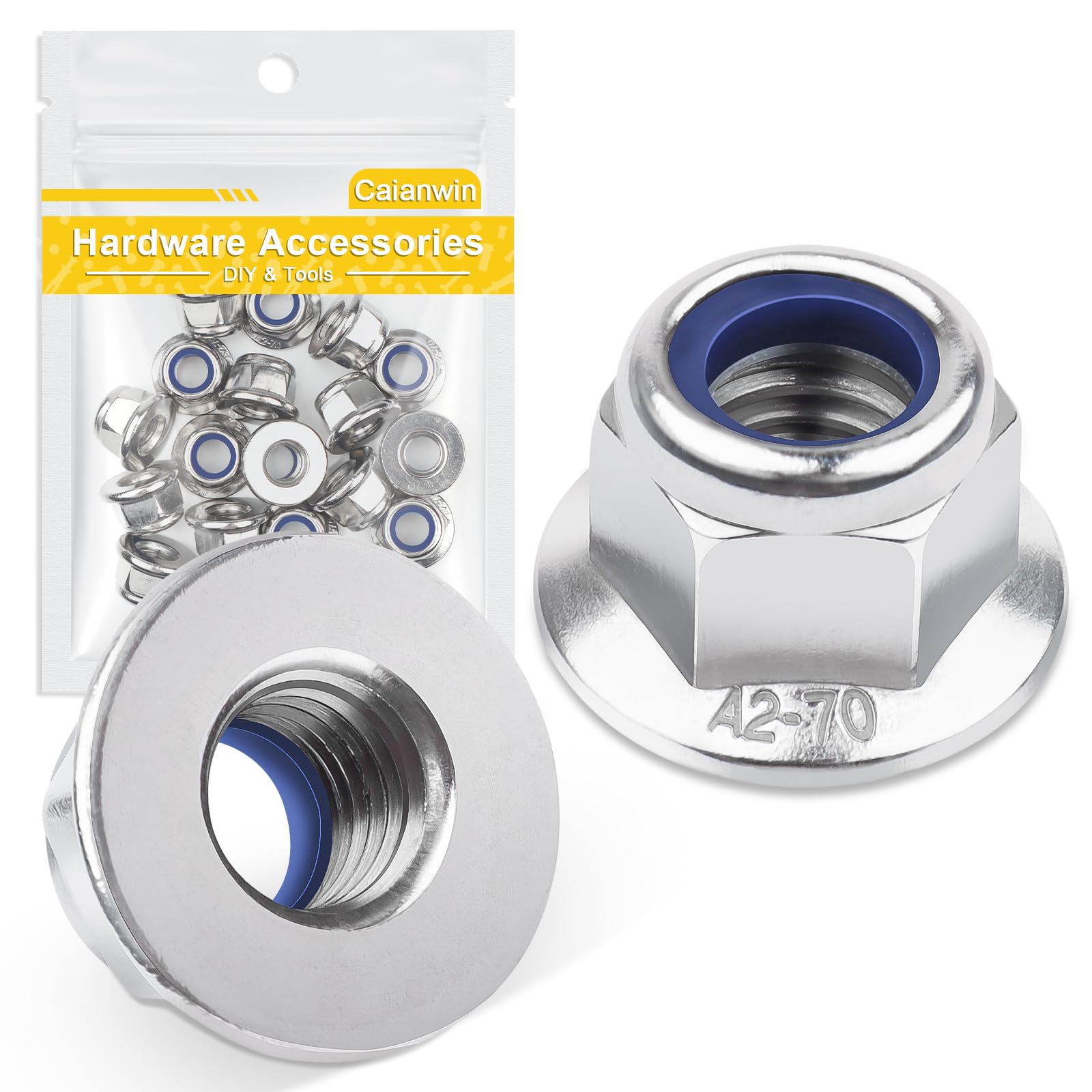 Caianwin Tuercas de tornillo M8 con brida de acero inoxidable 304 con patrón floral 20 unidades