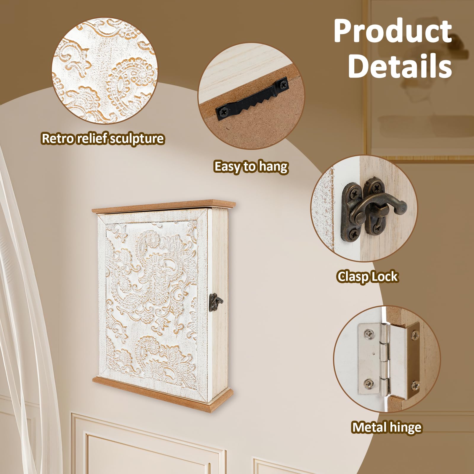 Boîte Lettres Murale Bois Boîte Aux Lettres Murale En Bois - Porte-clés Intégré - Décoration Maison Style Campagne Décoration Cottage Salon