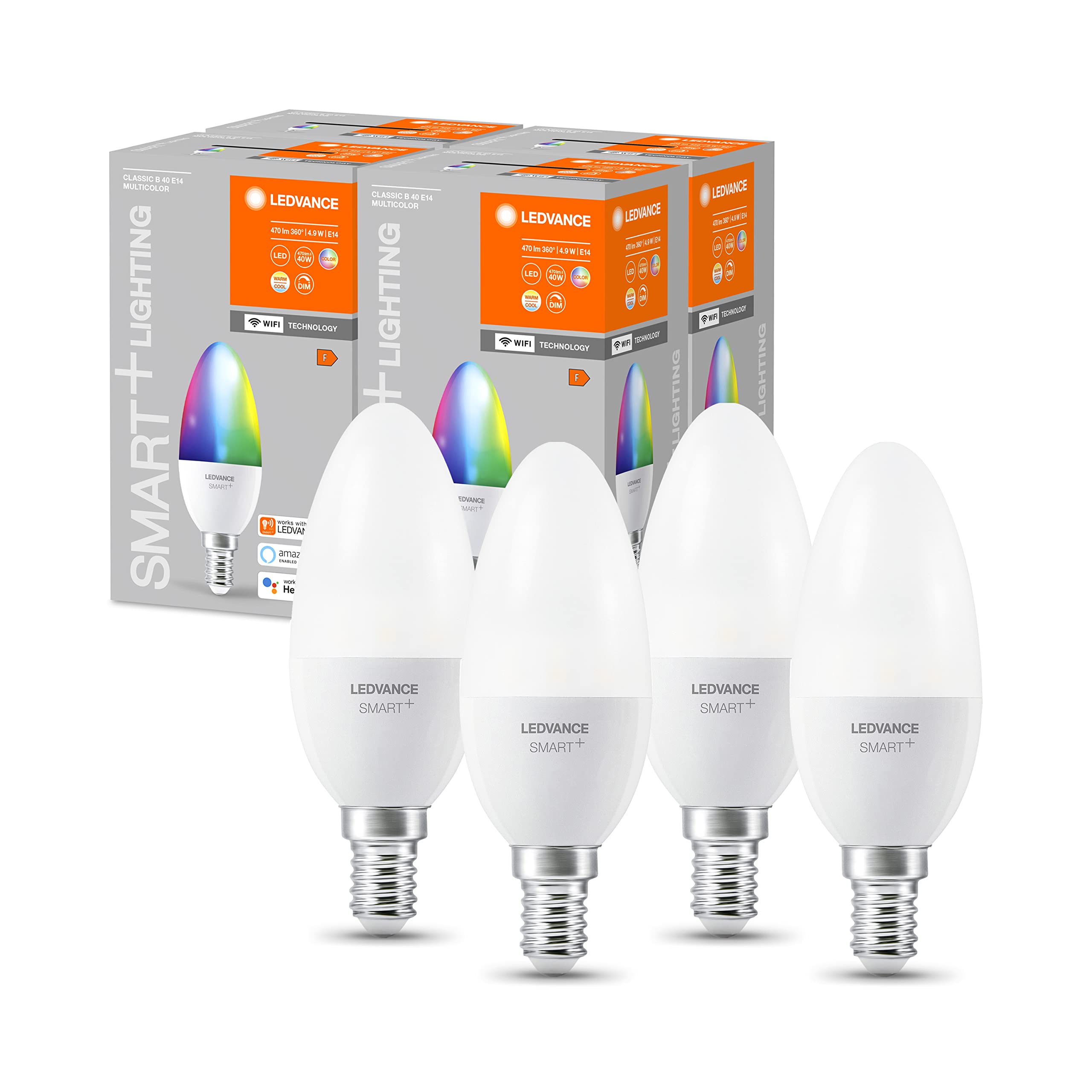 LEDVANCE Smart LED lamp with WiFi Technology, E14 Base, Dimmable, Light Colour Changeable (2700-6500K)